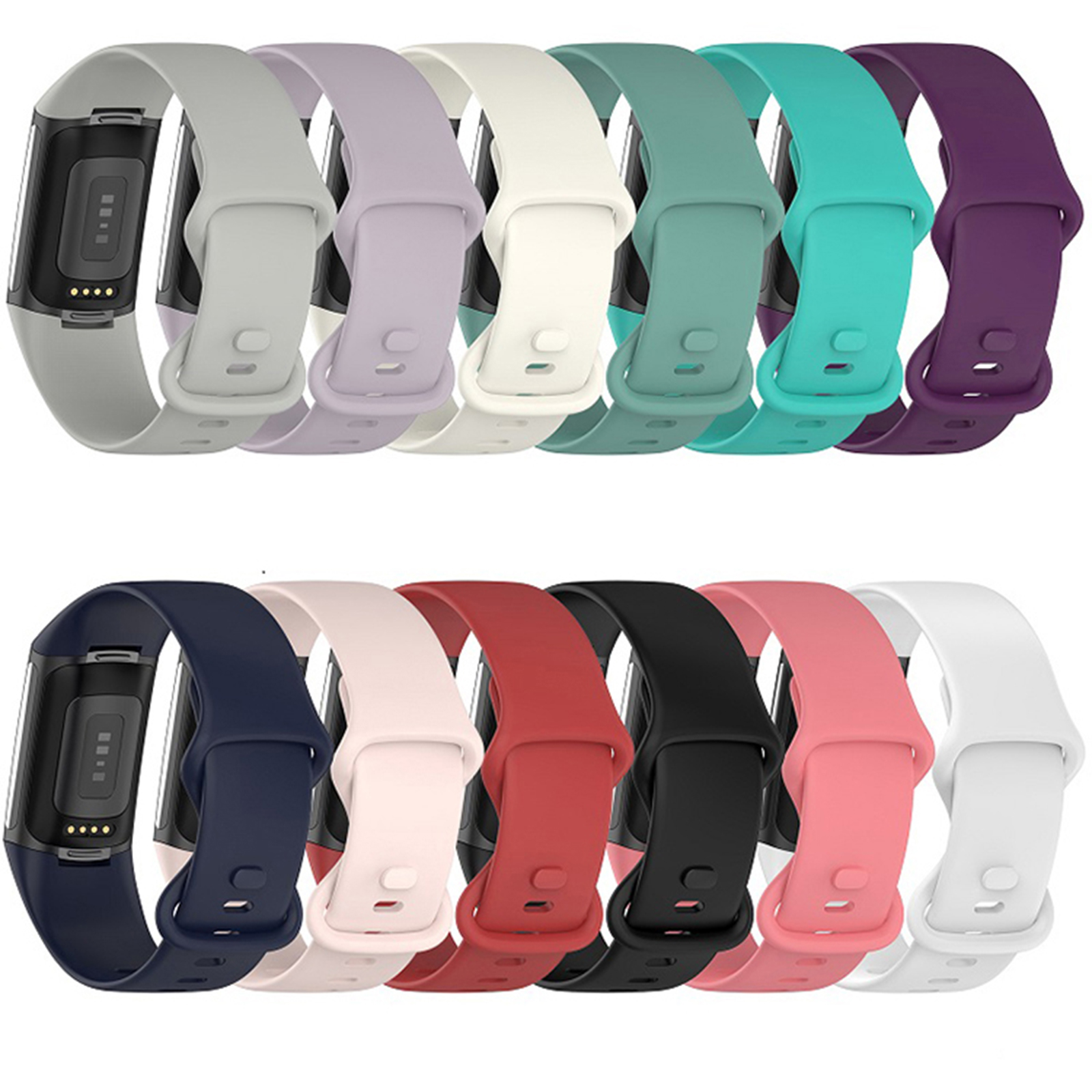 Dây đeo đồng hồ vòng đeo tay dây đeo cao su chính thức cùng một phong cách Phụ Kiện Vòng tay cho Sạc Fitbit 5/6