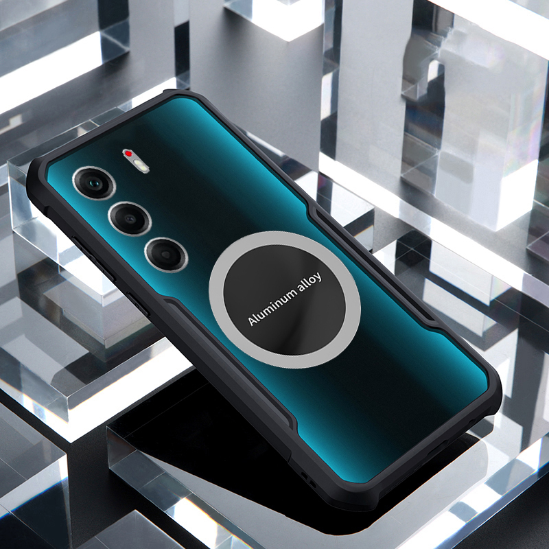 For Tecno Camon 40 Pro Case Hard Clear Transparent Shockproof Car Holder Adsorb Hollow Out Ring For Tecno Camon40 Pro Plus Back cover Phone Cases.