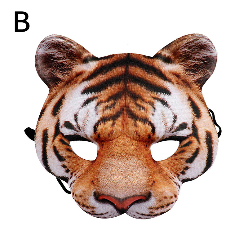 NIAOHAI Party Decor 3D Tiger Pig Bunny Half Face Mask Animal Mask Cosplay Costume Halloween Masquerade Party Funny