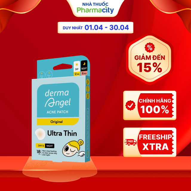Miếng dán mụn ban ngày và đêm Derma Angel (12+6 miếng/hộp)