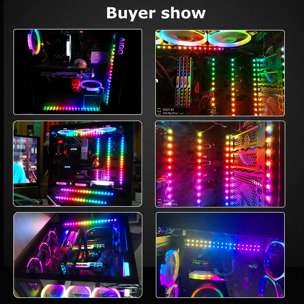 Desk Computer Case Led Strip 5v 3pin Header Powered Ws2812b Ic 5050 Smd Individual Pixel Rgb Black Pc 0.5m 1m 1.5m 2m. 
