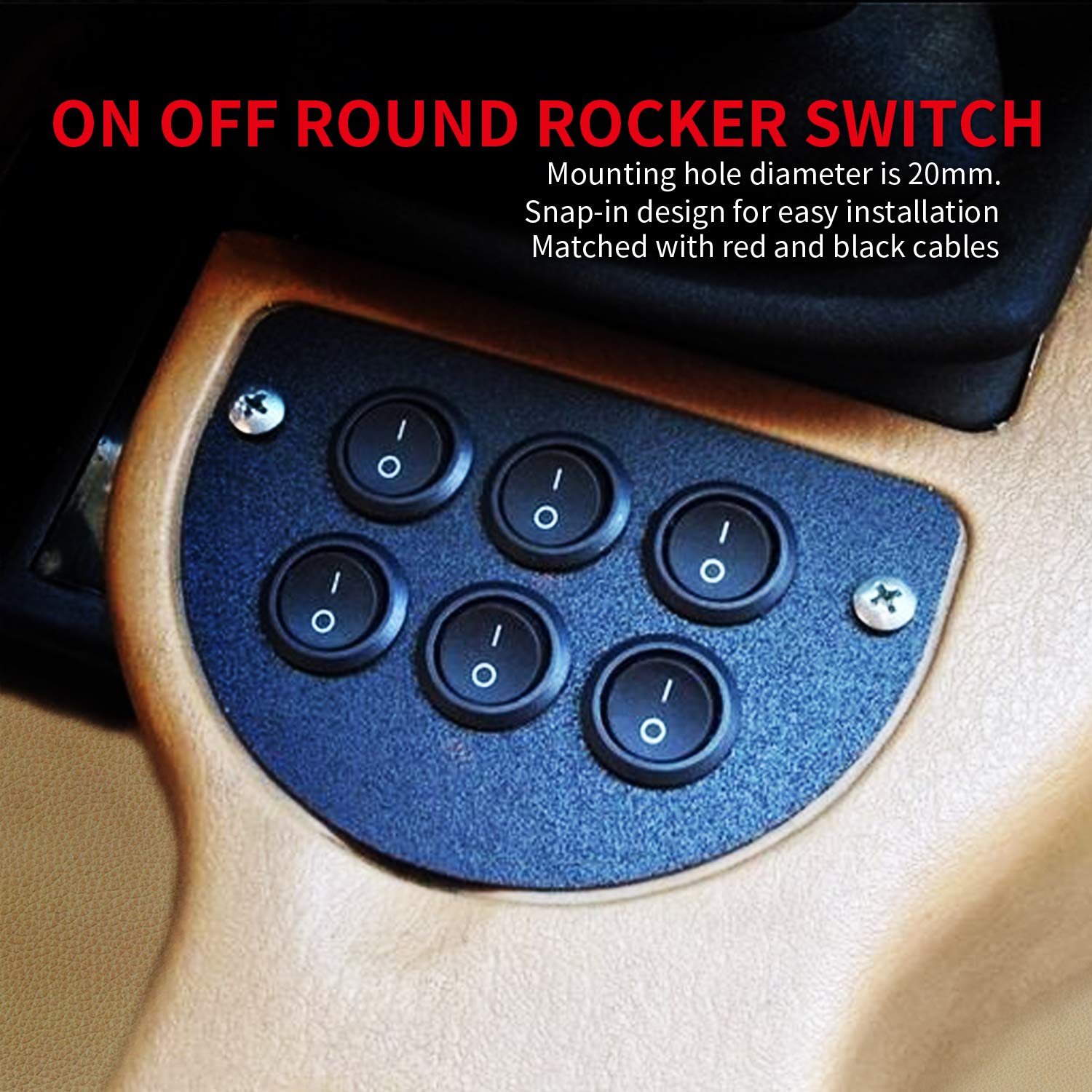 【Booming】 DaierTek 5PCS ON Off Round Rocker Switches SPST 20mm Mini 12 ...