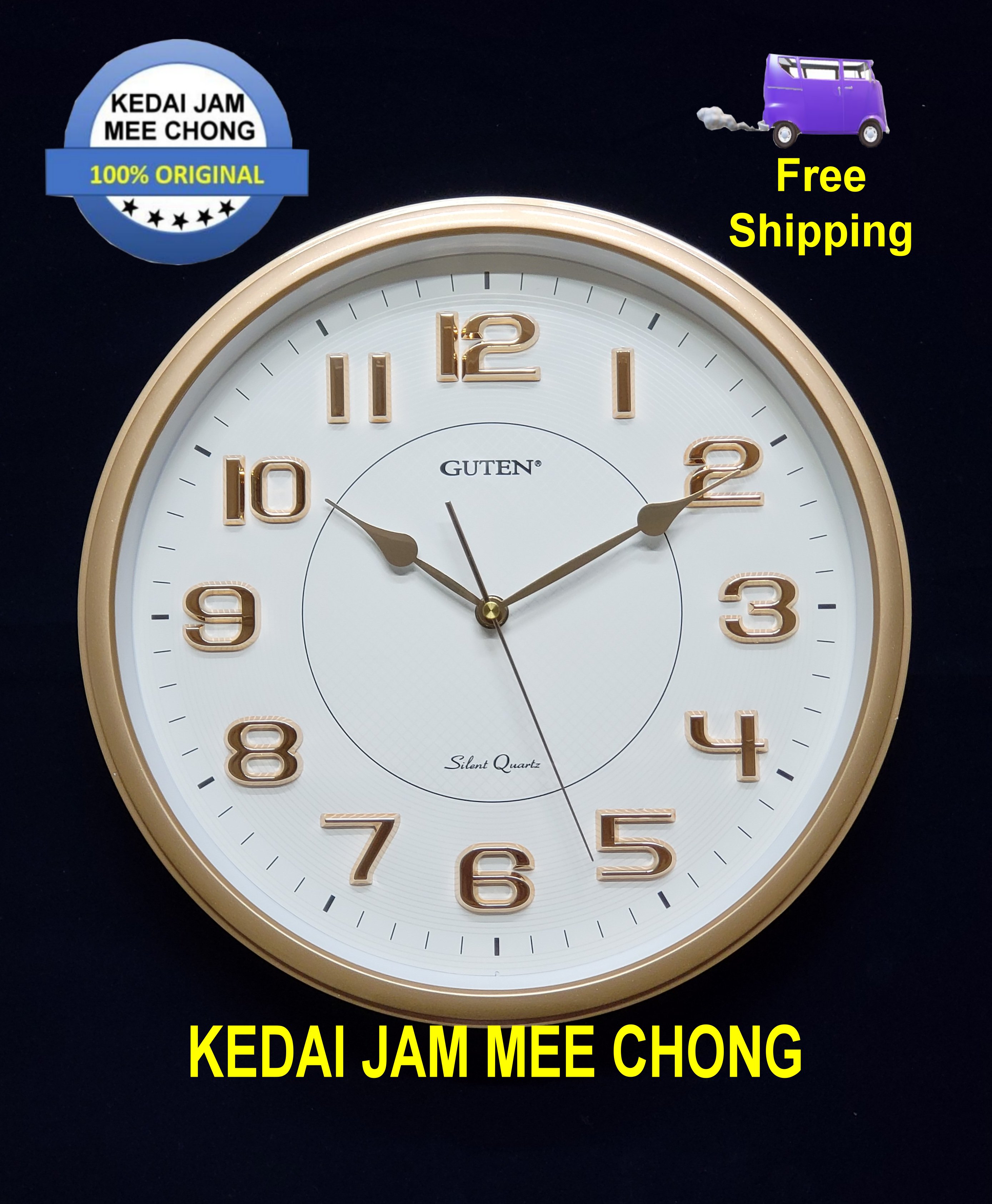 100 ORIGINAL Guten Wall Clock W30791 Rose Gold Case,Number Dial Lazada