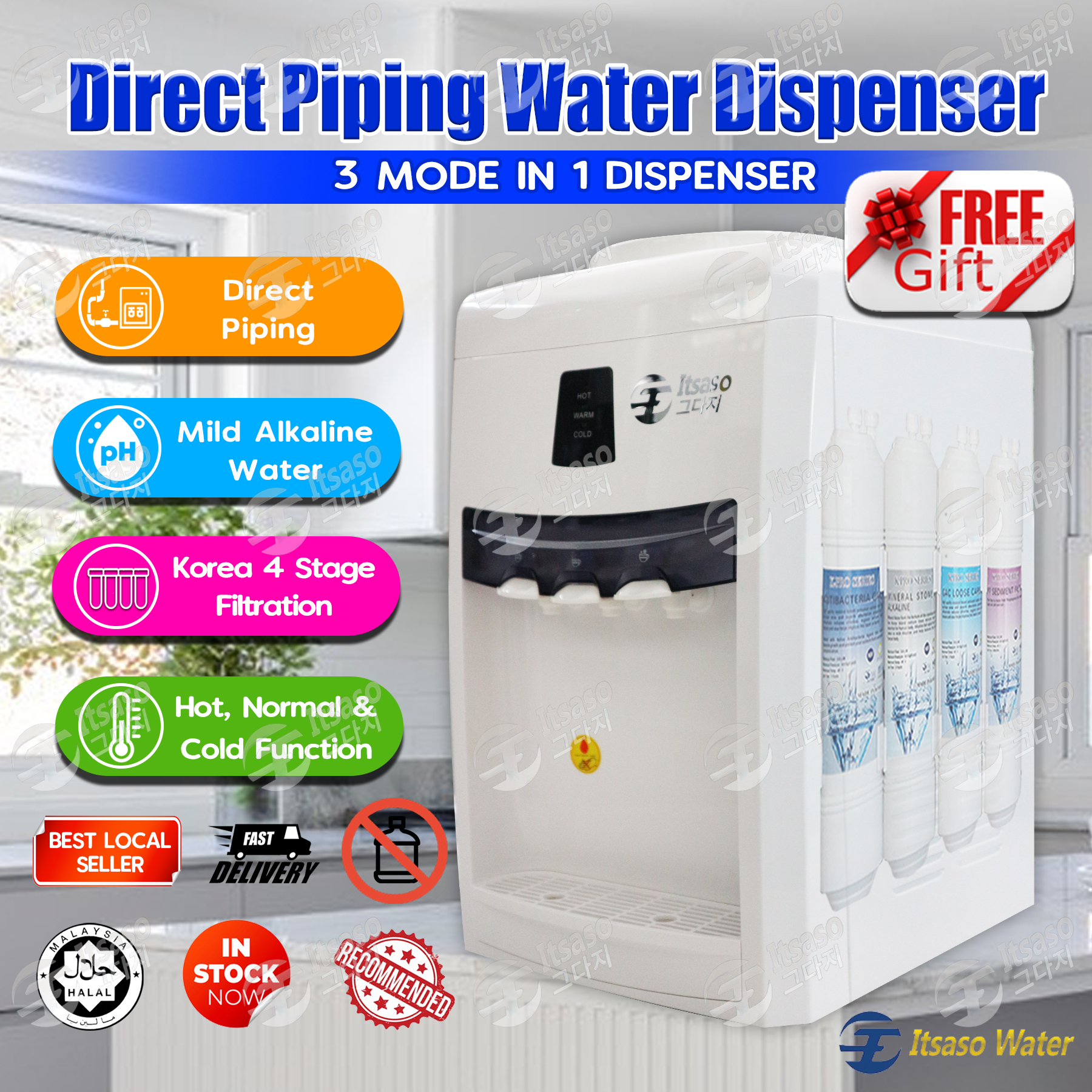 Water Dispenser Panas Biasa Dan Sejuk 4 Layer Itsaso Korea Halal