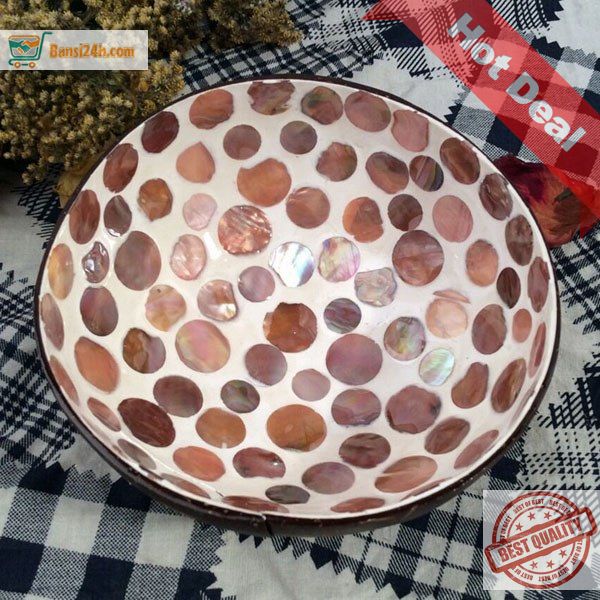 [Freeship] chén dừa mỹ nghệ sơn mài khảm trai