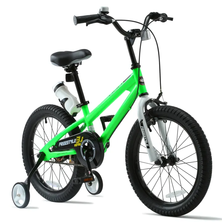 green bike with training wheels