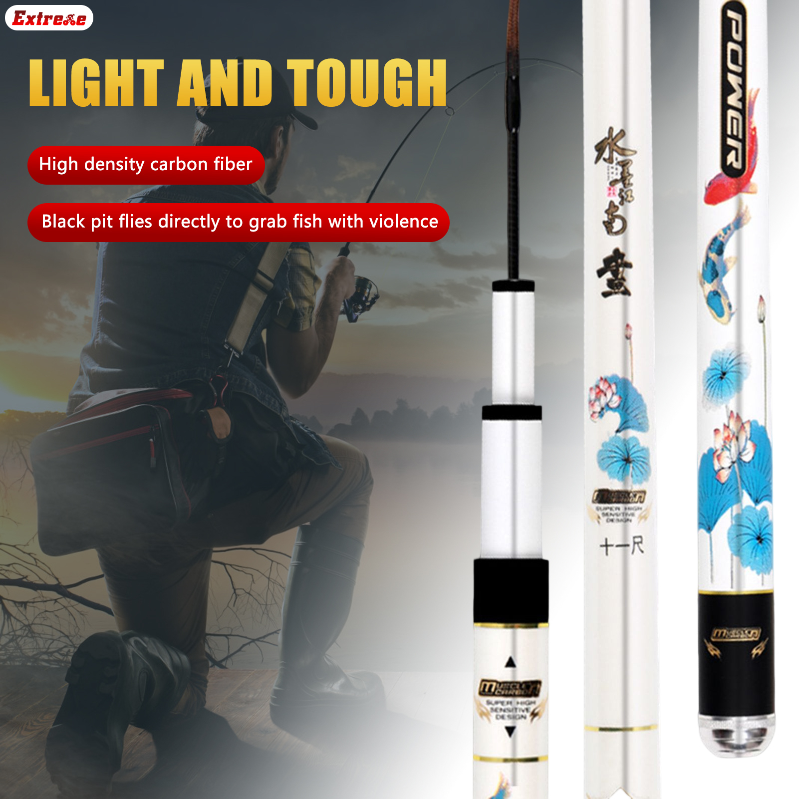 Extreme  No Deformation Thickened Fishing Pole Lightweight and Portable Fishing Pole for River Pond Fishing Using