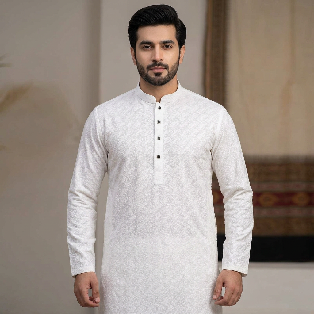 Eid collectionMen's Premium Quality Black Semi Long Panjabi