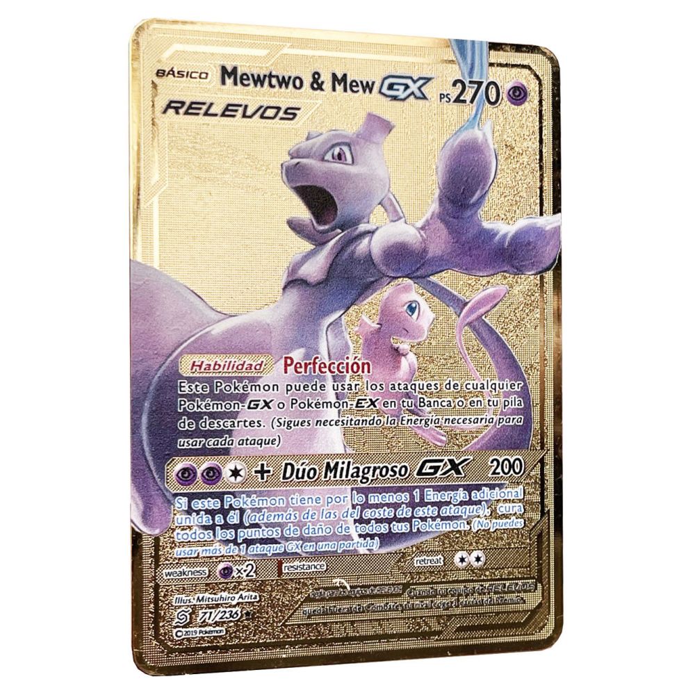 High-quality Rainbow Mewtwo Mew Relevos GX Pokemon Cards in Spanish Iron  Pokmo Letters Kids Game Collection Cards | Daraz.com.bd
