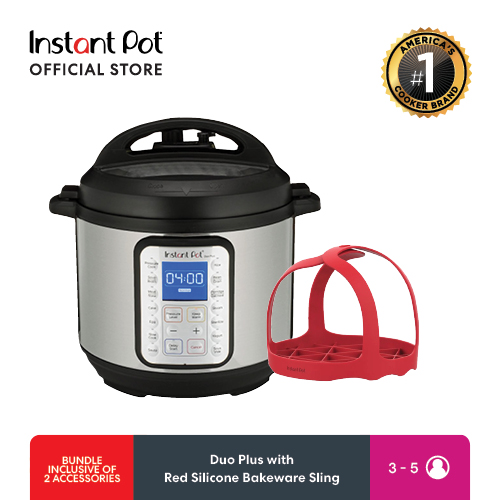 Instant Pot Duo PLUS 9-IN-1 with Red Silicone Bakeware Sling
