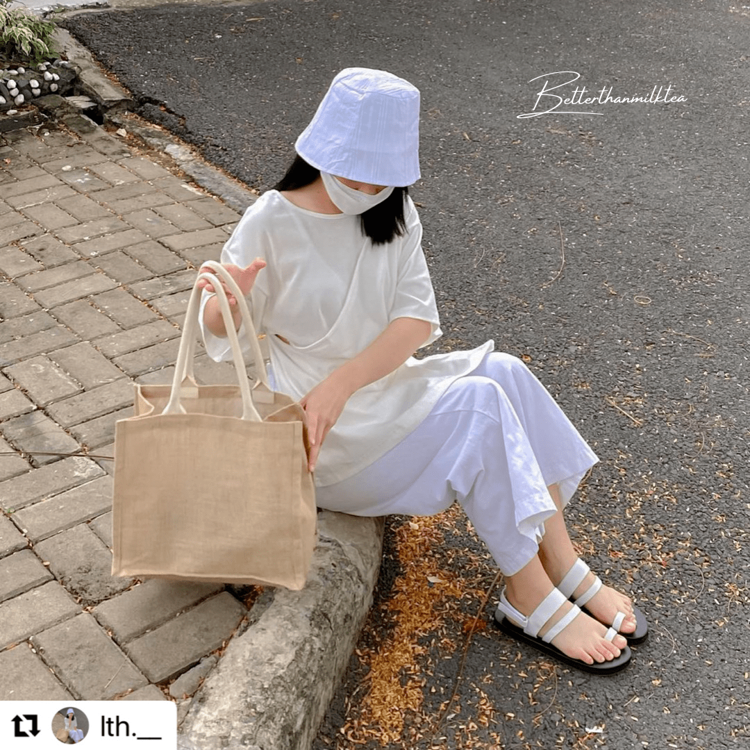 [No.20] Giày Sandals xỏ ngón phối màu trắng đen