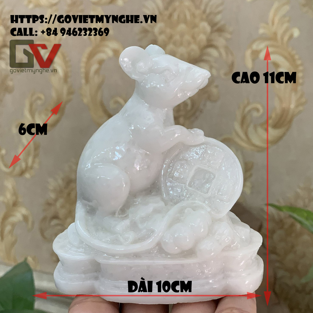 [HCMC] Feng Shui mouse statue-11cm height-composite stone-aqua green