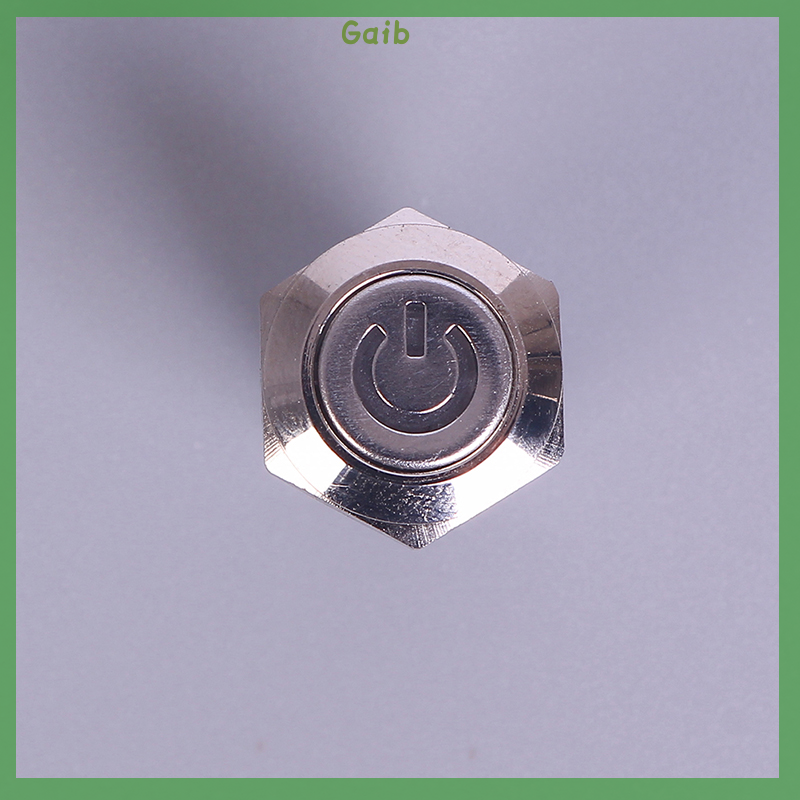 Gaib 12mm 12V Latching Push Button Black Metal LED Power Momentary Switch Waterproof.