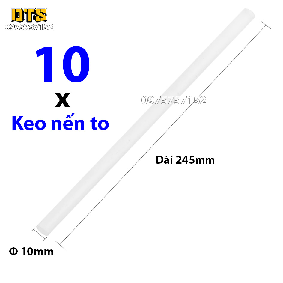 Combo bộ 10 thanh keo nến Silicon to, bé chất lượng cao chuyên dùng cho súng bắn keo 100w, 60w, 20w đường kính 10mm, 7mm keo ra đều, siêu dính, cây keo nến, keo nến trong, keo cây, keo tăm, que silicon hình cây nến cao cấp