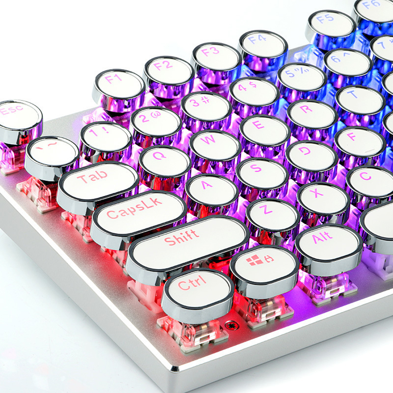 Baoblaze Round Keycaps Double Shot PBT Keycap Set with Translucent Layer Gaming Keyboard Retro Punk Typewriter-Style