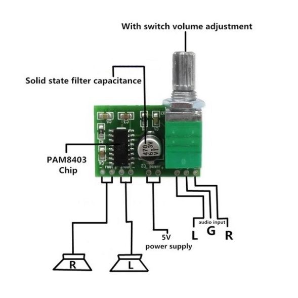 Mạch Khuếch Đại Âm Thanh 2.0 Pam8403 6W Hifi Class D