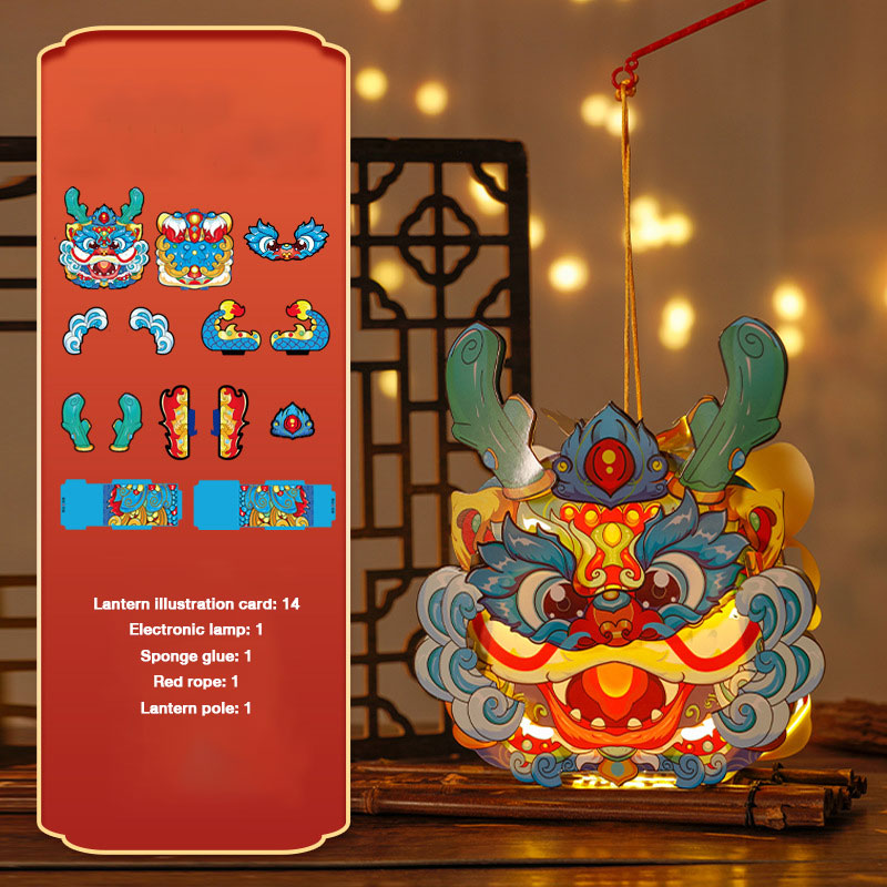 Hand lantern Spring Festival DIY material pack children's cartoon dragon lantern lantern glow