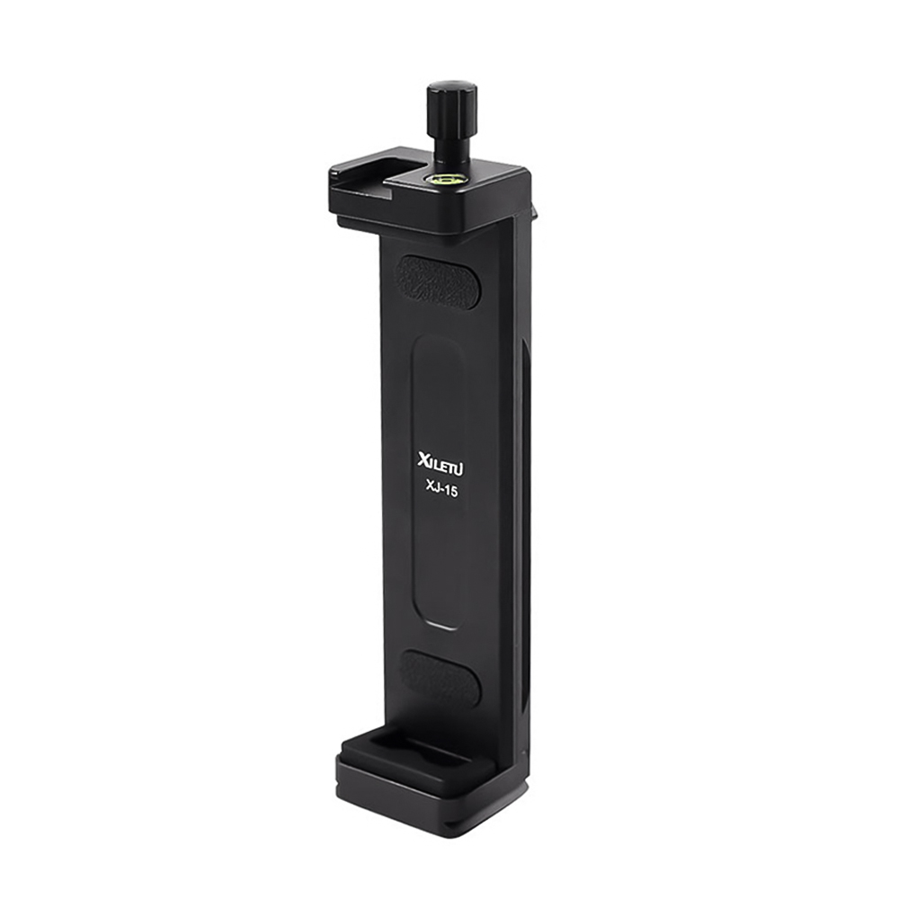 Xiletu xj15 smartphone tablet tripod mount phone holder clamp aluminum alloy 12.5cm-23cm/4.92in-9.05in adjuatable width with cold shoe mount 1/4in threaded holes compatible with smartphone iphone 13/12/11 ipad