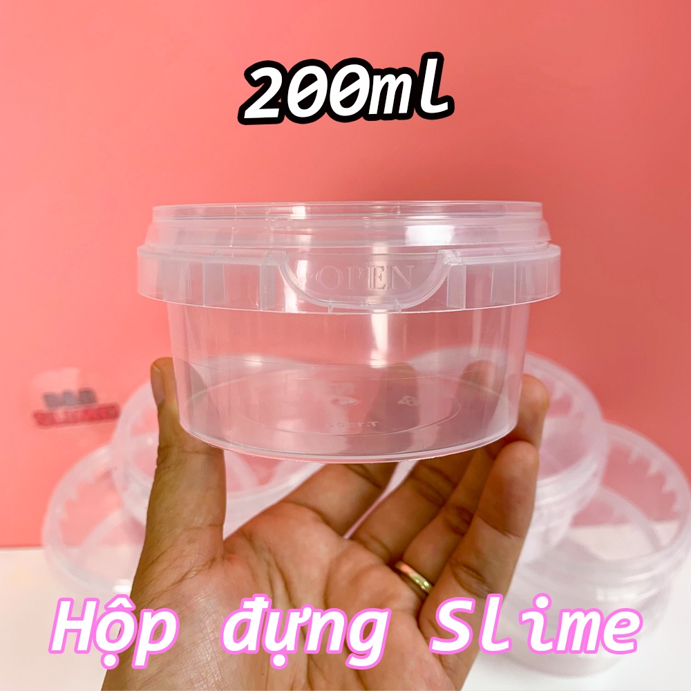 Combo 3/5/10 hũ / hộp nhựa đựng slime nắp chống tràn 200ml - nguyên liệu làm slime