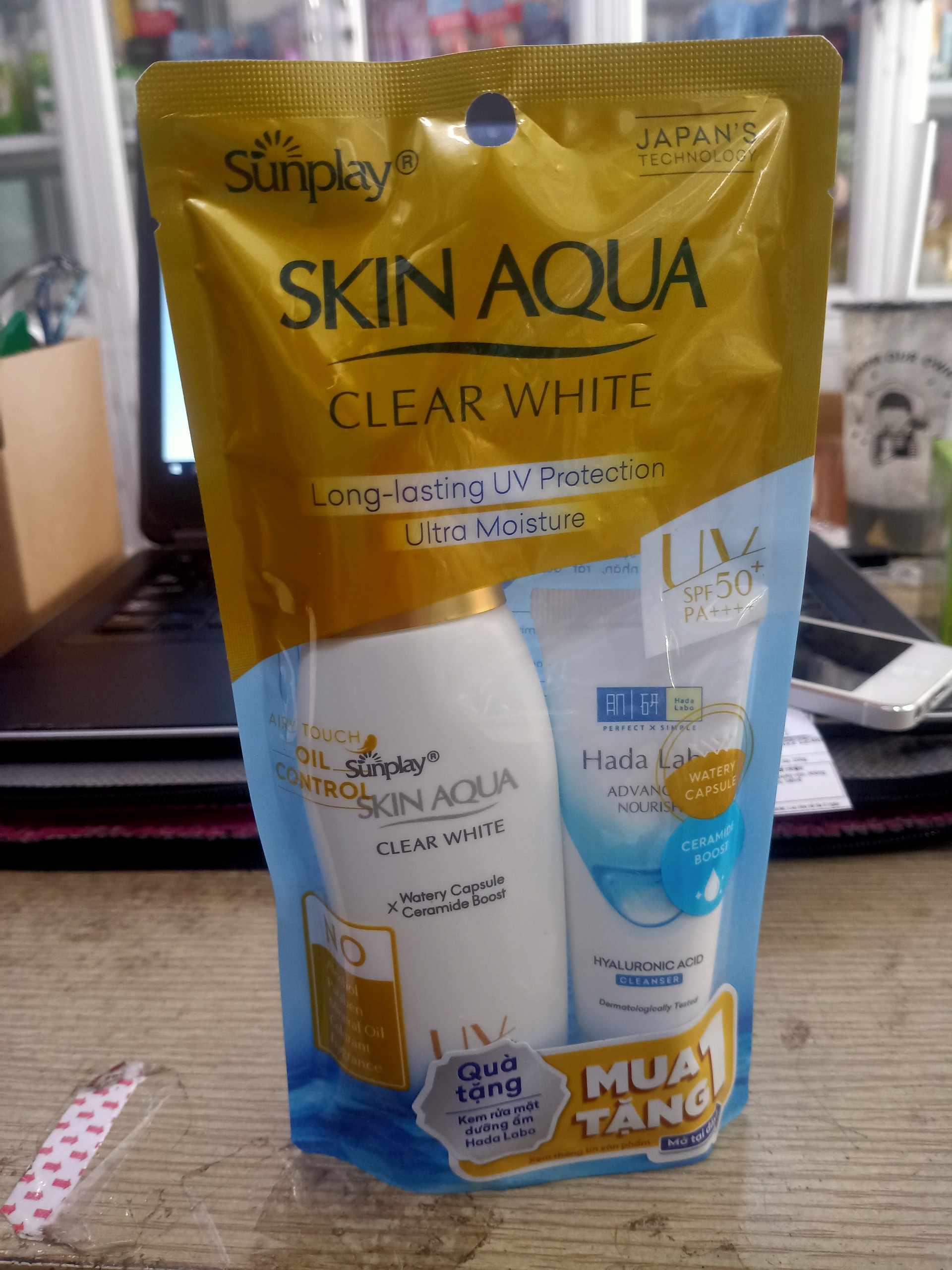 [HCM]Kem Chống Nắng (Nắp Vàng Đồng) SUNPLAY - Skin Aqua Clear White SPF50+/PA++++ 55g/25g