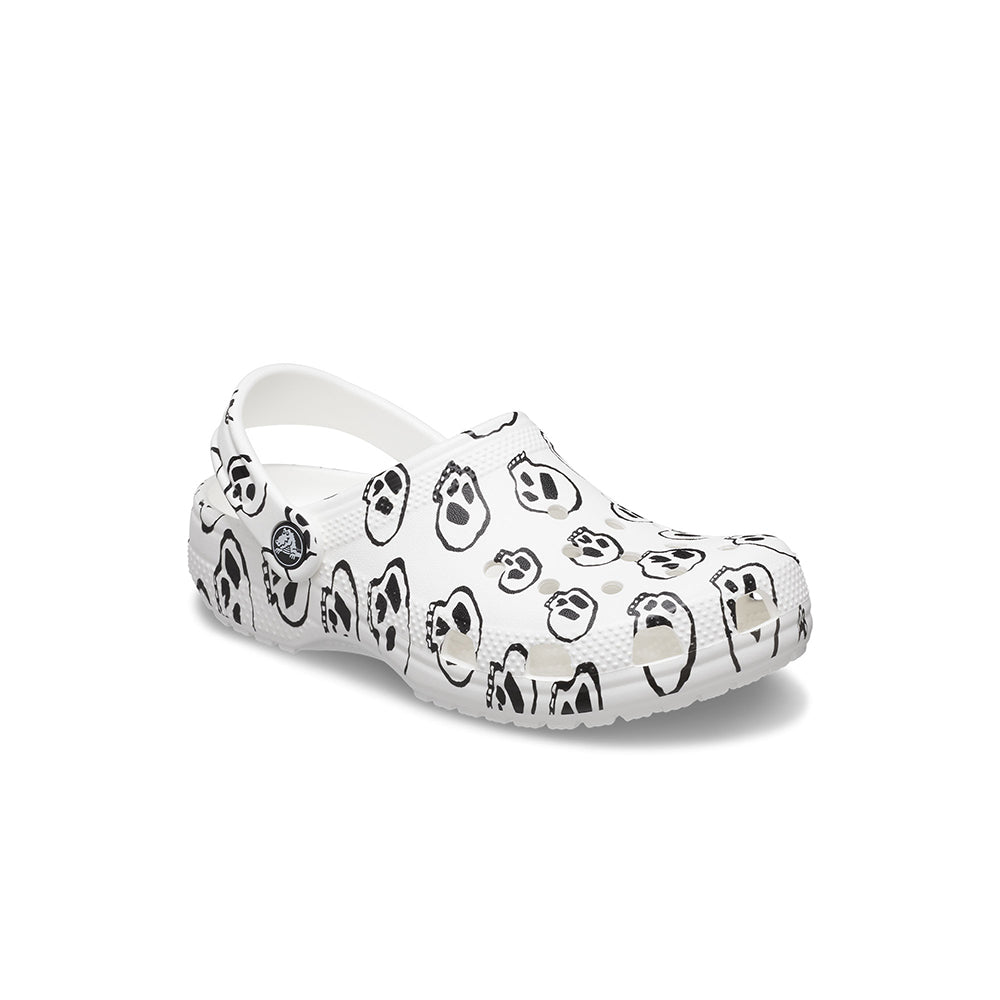Giày Clog Trẻ Em Crocs Classic Skull Print - White/Black