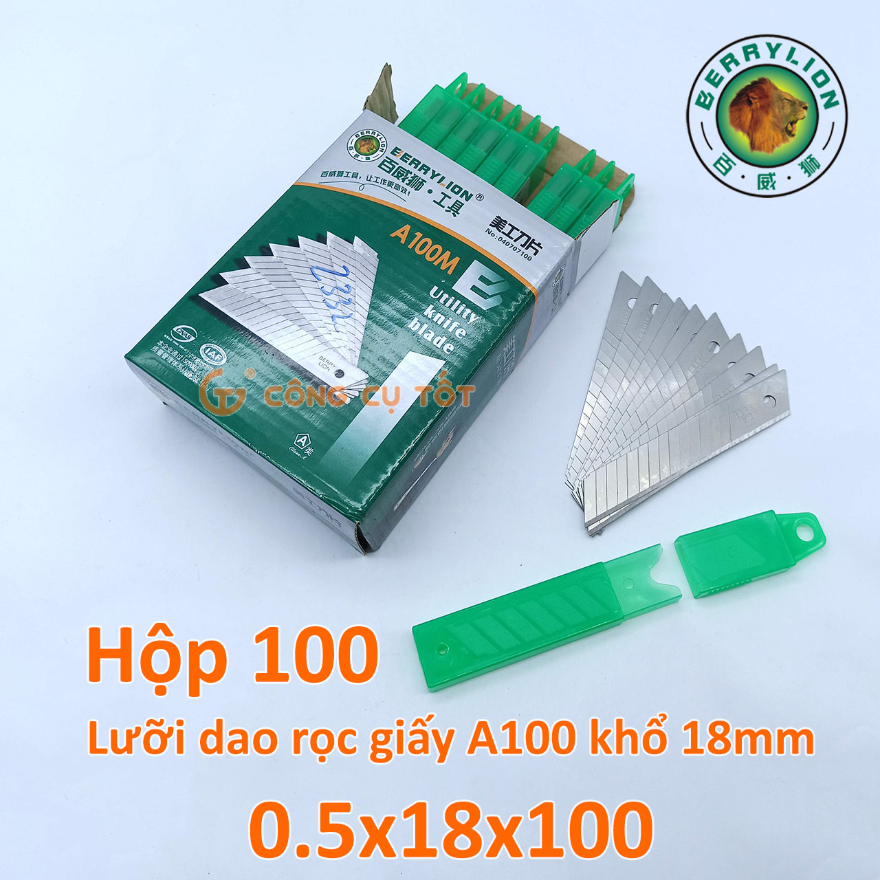 10 hộp - 100 lưỡi dao rọc giấy khổ lớn berrylion a100m
