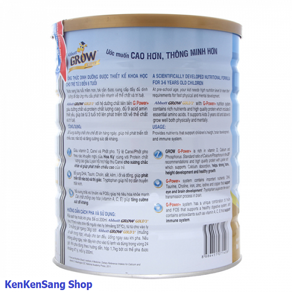 Sữa bột Abbott Grow Gold 3+ Hộp 1.7kg (cho trẻ từ 3 - 6 tuổi)