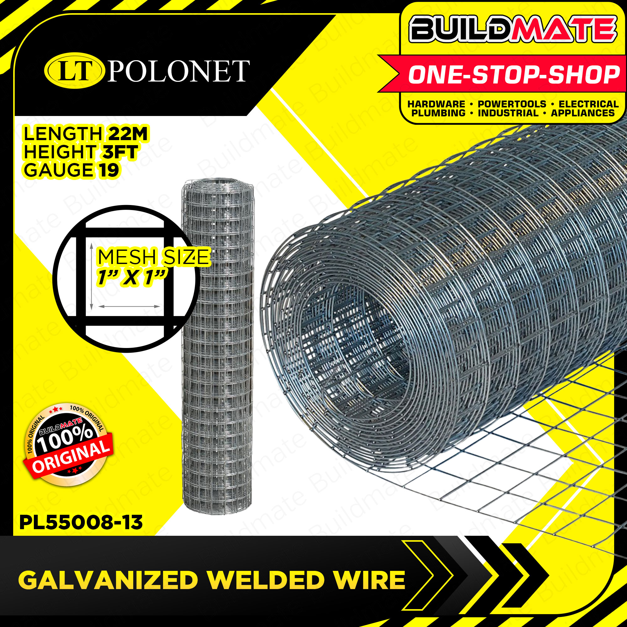 Galvanized Welded Wire Mesh Net 1 x 3 Feet BUILDMATE