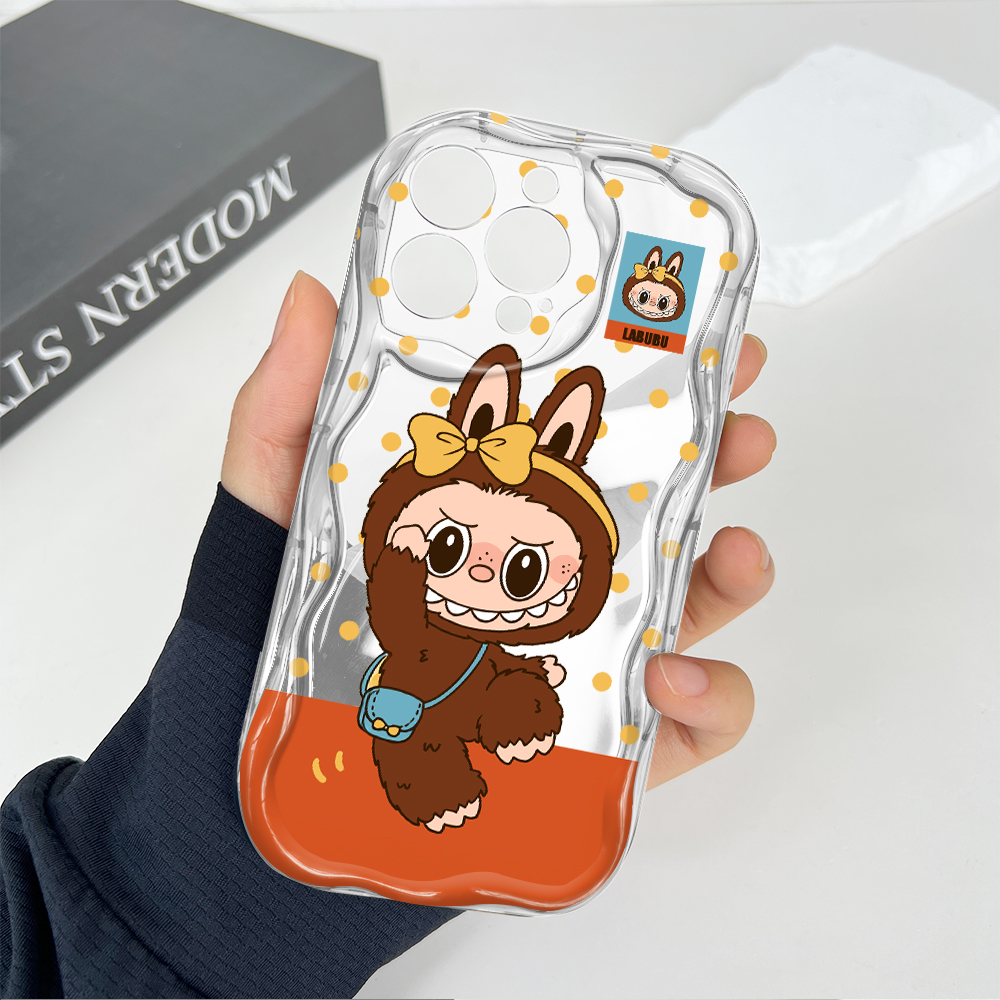 Hontinga for OPPO A3x Back Cover Cute Labubu Phone Case Texture Wavy Edge Soft Mobile Cover. 