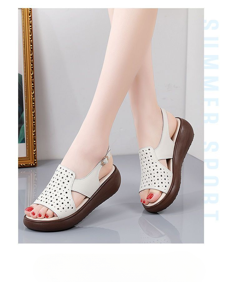 Women's Wedge Sandals with Flat and Soft Soles Lightweight and Comfortable New Korean Version for Fashionable Outerwear