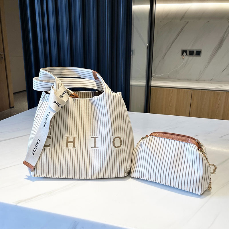 C & K 2 pcs/set tote women shoulder bag large capacity leisure bag pleated shoulder bag