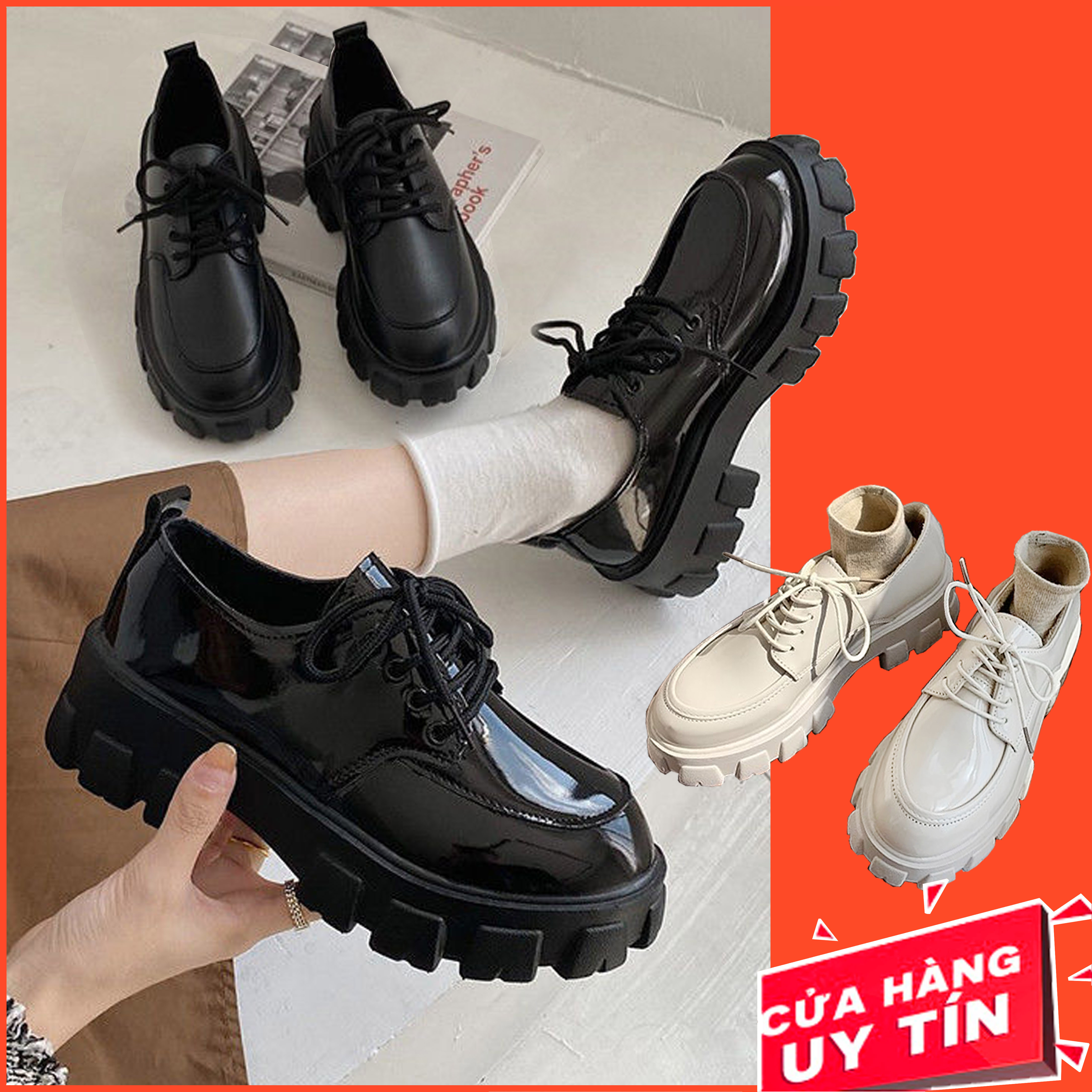 Giày Oxford nữ ulzzang đế cao mũi tròn đế 5cm