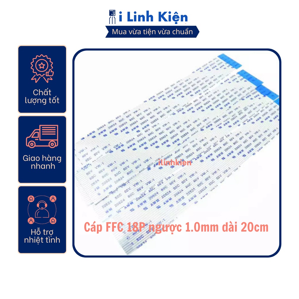 Cáp FFC 18P ngược 1.0mm dài 20cm loại 1