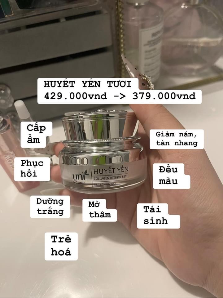 Kem face đêm huyết yến size lớn 30g Uni Beautiful
