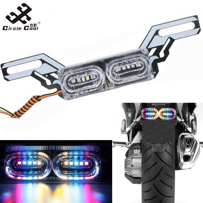 Circle Cool LED Flash Stop Light 12V Motorcycle Tail Light Integrated Running Brake Lamp Colorful Warning Lamp Assembly