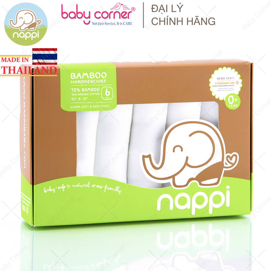 Set 6 khăn sữa sợi tre cao cấp nappi thái lan 30x30cm 0m+