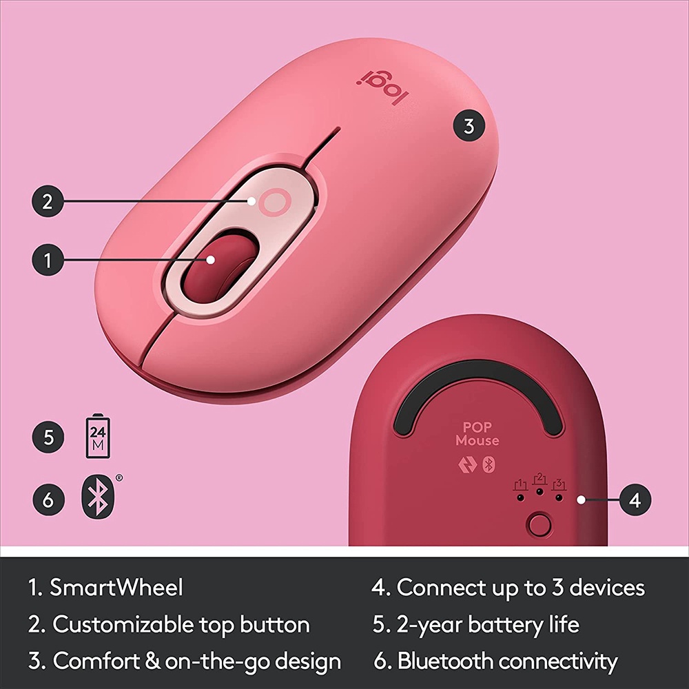 【100% Original】 Logitech POP Mouse, Wireless Mouse with Customizable Emojis