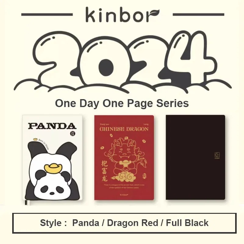 Kinbor 2024 Notebook A6 A5 Full Year Schedule 다이어리 Daily Planner and Libretas Timeline Weekly Plan Efficiency School Office