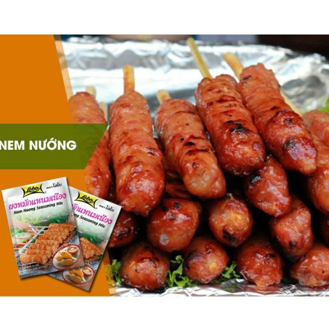 Combo of 10 Packs of Thai Lobo Grilled Spring Roll Foam (70g Pack) - Mixed Seasoning for Grilled Spring Rolls