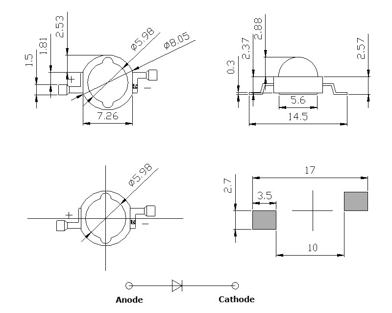 【UrbanNomad】1W 3W High Power LED Beads Full Spectrum White Warm white Green Red Royal blue RGB UV CREE Chip With 20mm Black Star 10pcs. 
