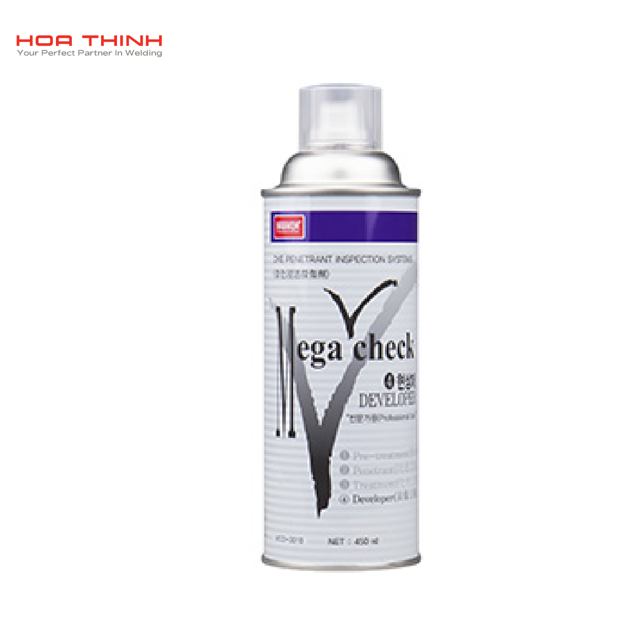 Nabakem - Dung dịch kiểm tra hiện vết nứt mối hàn MEGACHECK- DEVELOPER, 450ml/bình