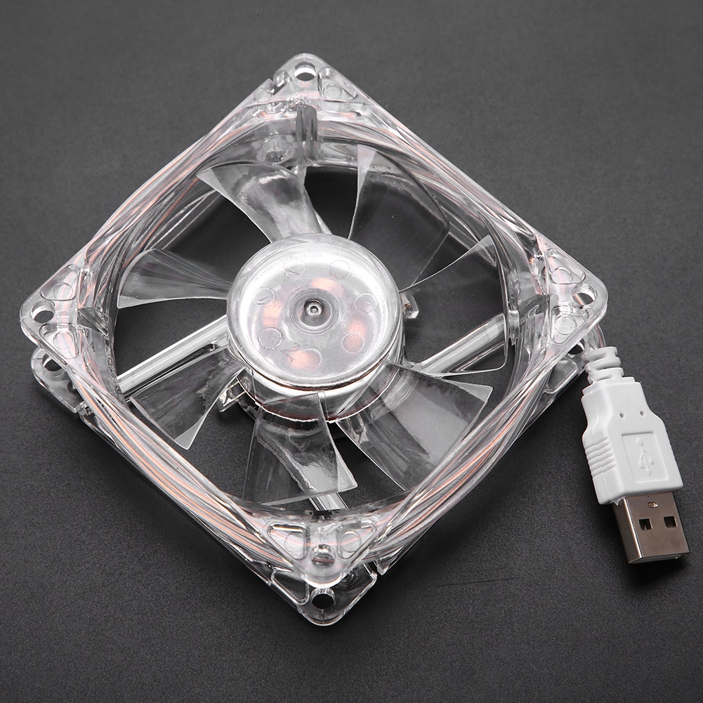 Cpu coling fan led 8cm usb colorful light transparent cooling fan 5v cpu cooling fan for pc computer