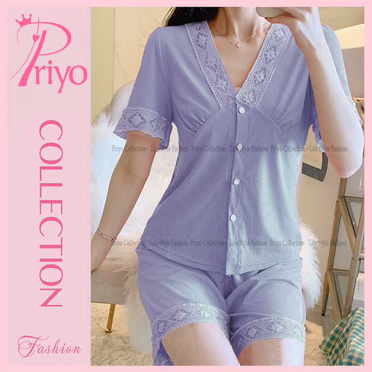 Bộ ngủ PIJAMA lụa Latin, Đồ mặc nhà chất lụa Latin trơn phối ren cao cấp chất đẹp BN2222