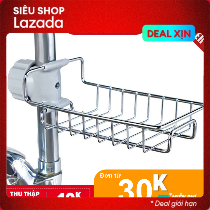 Kệ gắn vòi sen để đồ rửa chén bát inox - Giá để xà phòng, xà bông có lỗ thoát nước chất liệu inox chống gỉ