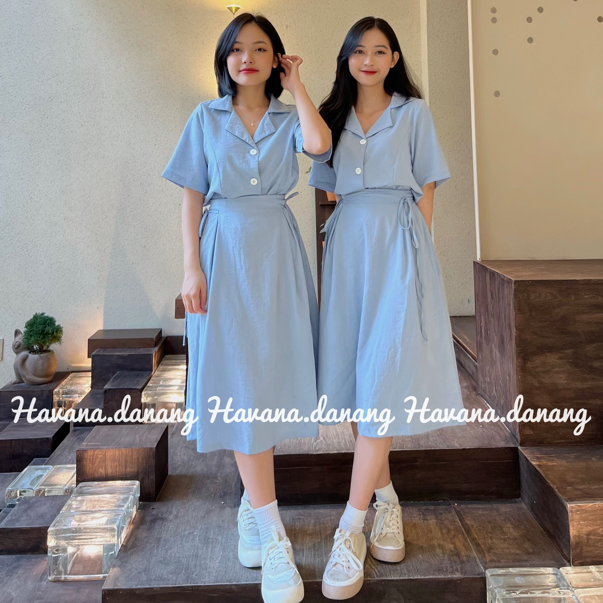 Set sơ mi chân váy đũi 🎉 [ ẢNH THẬT / FREESHIP ] 🎉 chân váy có chun