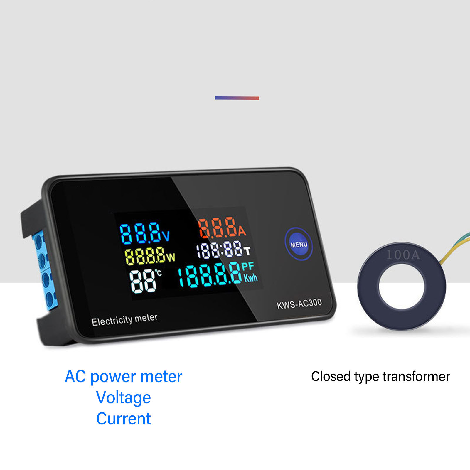 AC Voltmeter Ammeter AC Multimeter Multifunctional AC50-300V 0-100A for Electrical Control Devices. 