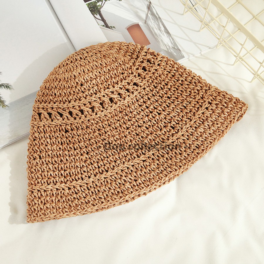 Nón Cói, Mũ Cói Mềm Vành Nhỏ Trơn Đi Biển Phong Cách Retro Vintage - Mã NC019