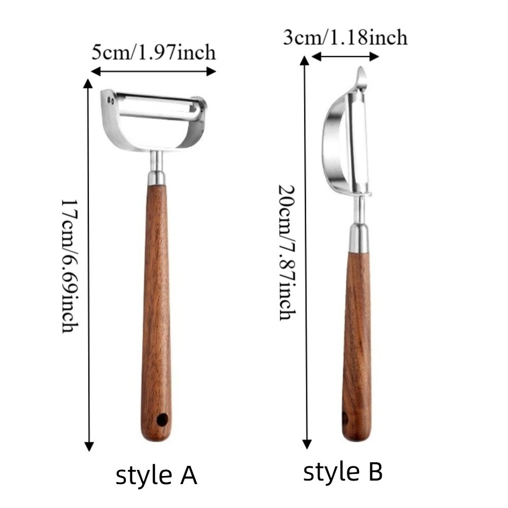 U-Shaped/D-Shaped Walnut Wood Peeler Non-slip Efficient Fruit Peeler Retro Peeling Machine Picnic