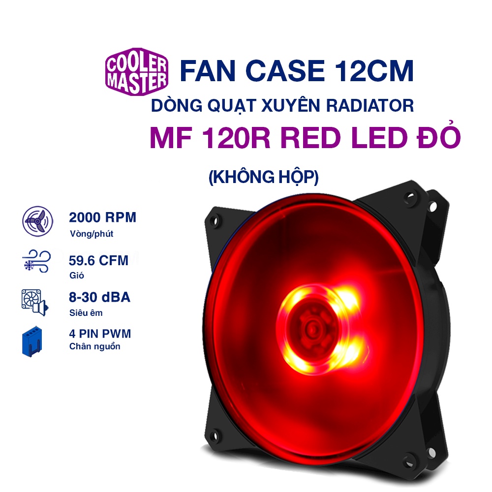 Quạt tản nhiệt case cooler master mf120r red - fan case 12cm bản tách hộp