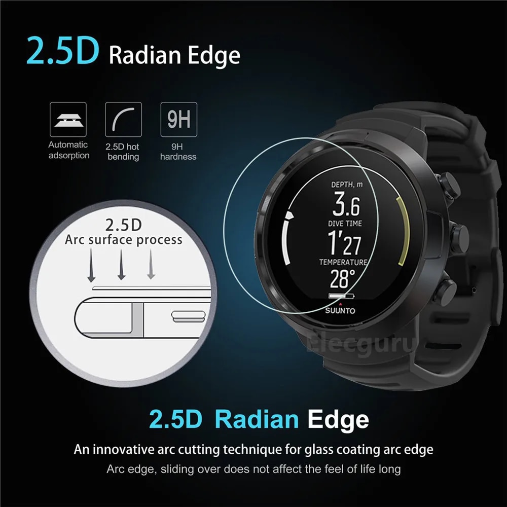 【Clearance sale】 3pcs For Suunto D5 Dive Computer Smartwatch Tempered Glass Full Screen Protector Clear Anti-Scratch Anti-Shatter Protective Film